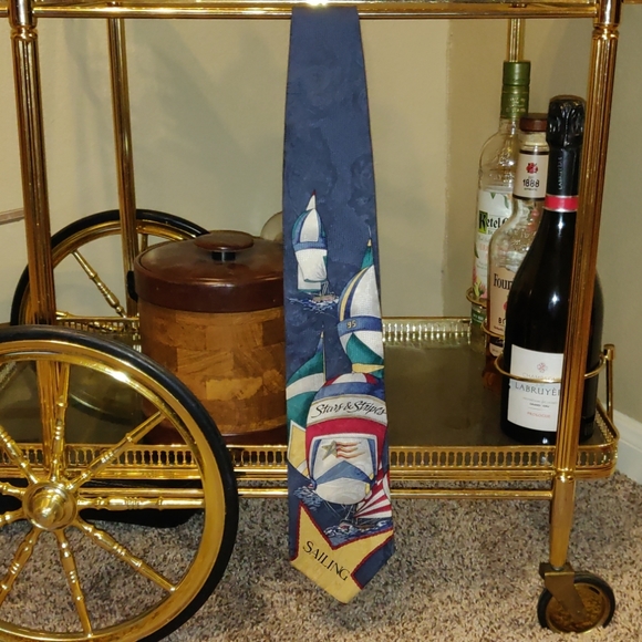 Stars & Stripes Sailing in a Regatta Silk Necktie - Picture 1 of 3